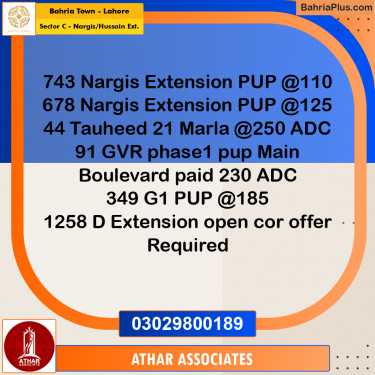10 Marla Residential Plot for Sale in Sector C - Nargis/Hussain Ext. -  Bahria Town, Lahore - (BP-303316)