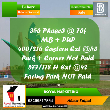 Residential Plot for Sale in Bahria Orchard, Lahore - (BP-303391)