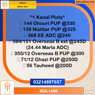Residential Plot for Sale in Bahria Town, Lahore - (BP-303403)