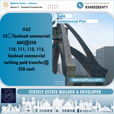 5 Marla Commercial Plot for Sale in Sector F - Tauheed Commercial -  Bahria Town, Lahore - (BP-303529)