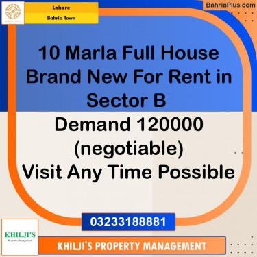 Residential House for Rent in Bahria Town, Lahore - (BP-303555)
