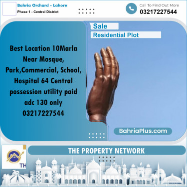 10 Marla Residential Plot for Sale in Phase 1 - Central District -  Bahria Orchard, Lahore - (BP-303577)