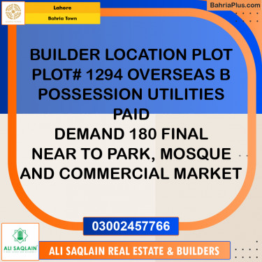 Residential Plot for Sale in Bahria Town, Lahore - (BP-303591)