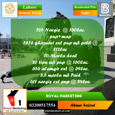 Residential Plot for Sale in Bahria Town, Lahore - (BP-303664)