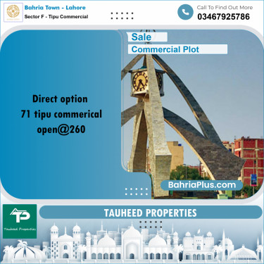 5 Marla Commercial Plot for Sale in Sector F - Tipu Commercial -  Bahria Town, Lahore - (BP-303683)
