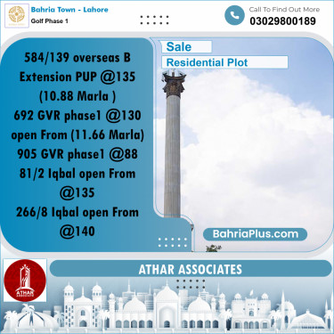 10 Marla Residential Plot for Sale in Golf Phase 1 -  Bahria Town, Lahore - (BP-303715)