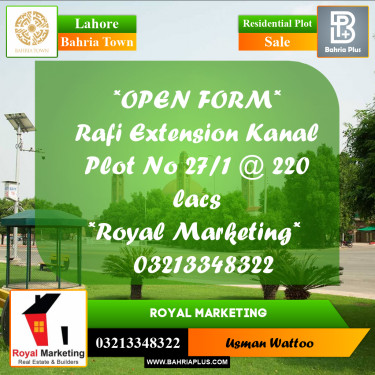 Residential Plot for Sale in Bahria Town, Lahore - (BP-303754)