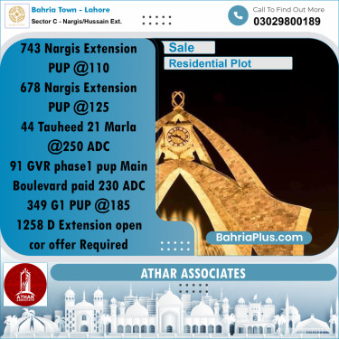 10 Marla Residential Plot for Sale in Sector C - Nargis/Hussain Ext. -  Bahria Town, Lahore - (BP-303781)