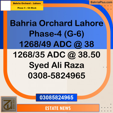 5 Marla Residential Plot for Sale in Phase 4 - G6 Block -  Bahria Orchard, Lahore - (BP-303801)