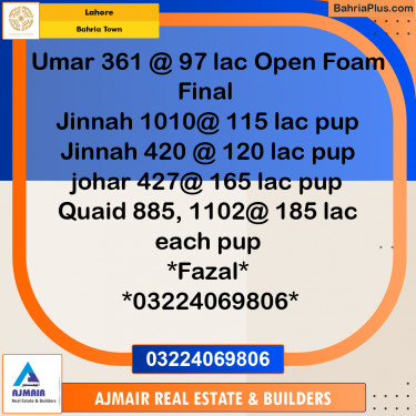 Residential Plot for Sale in Bahria Town, Lahore - (BP-303830)