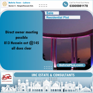 1 Kanal Residential Plot for Sale in Sector C - Nargis/Hussain Ext. -  Bahria Town, Lahore - (BP-303941)