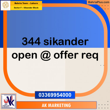 1 Kanal Residential Plot for Sale in Sector F - Sikander Block -  Bahria Town, Lahore - (BP-304006)