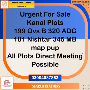 1 Kanal Residential Plot for Sale in Overseas B -  Bahria Town, Lahore - (BP-304009)
