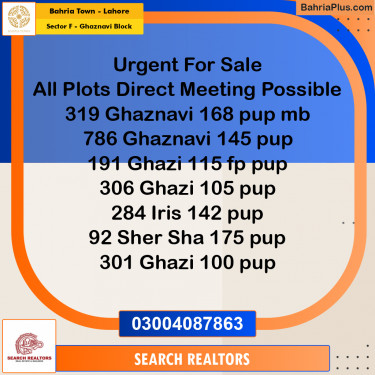 10 Marla Residential Plot for Sale in Sector F - Ghaznavi Block -  Bahria Town, Lahore - (BP-304012)