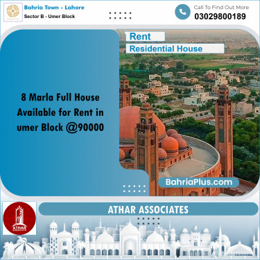 8 Marla Residential House for Rent in Sector B - Umer Block -  Bahria Town, Lahore - (BP-304041)