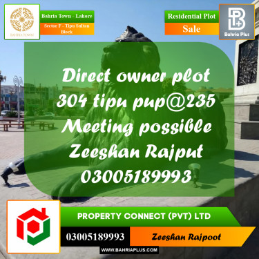 Residential Plot for Sale in Sector F - Tipu Sultan Block -  Bahria Town, Lahore - (BP-304057)