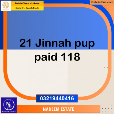 Residential Plot for Sale in Sector E - Jinnah Block -  Bahria Town, Lahore - (BP-304115)