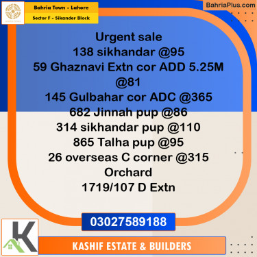 10 Marla Residential Plot for Sale in Sector F - Sikander Block -  Bahria Town, Lahore - (BP-304118)