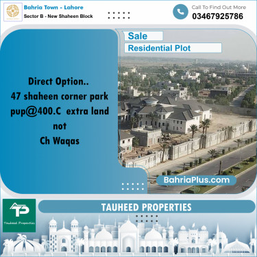 1 Kanal Residential Plot for Sale in Sector B - New Shaheen Block -  Bahria Town, Lahore - (BP-304125)