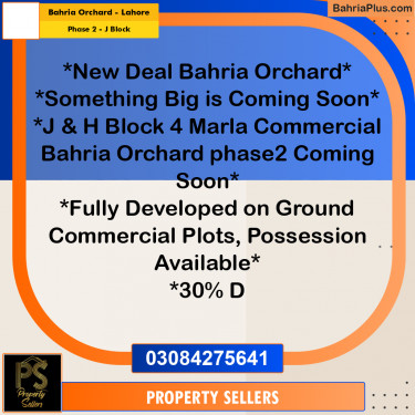 4 Marla Residential Plot for Sale in Phase 2 - J Block -  Bahria Orchard, Lahore - (BP-304156)