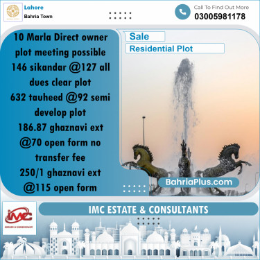 Residential Plot for Sale in Bahria Town, Lahore - (BP-304159)