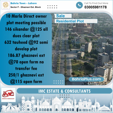 5 Marla Residential Plot for Sale in Sector F - Ghaznavi Ext. Block -  Bahria Town, Lahore - (BP-304259)