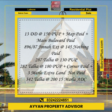 10 Marla Residential Plot for Sale in Bahria Town, Lahore - (BP-304284)