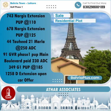 20 Marla Residential Plot for Sale in Golf Phase 1 -  Bahria Town, Lahore - (BP-304399)