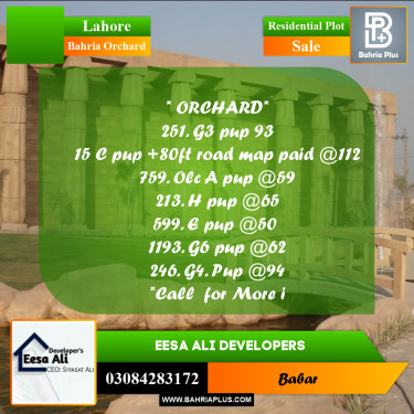 Residential Plot for Sale in Bahria Orchard, Lahore - (BP-304415)