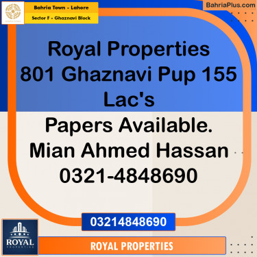 10 Marla Residential Plot for Sale in Sector F - Ghaznavi Block -  Bahria Town, Lahore - (BP-304459)