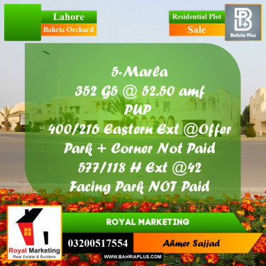 Residential Plot for Sale in Bahria Orchard, Lahore - (BP-304460)