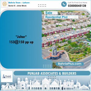 10 Marla Residential Plot for Sale in Sector E - Johar Block -  Bahria Town, Lahore - (BP-304494)