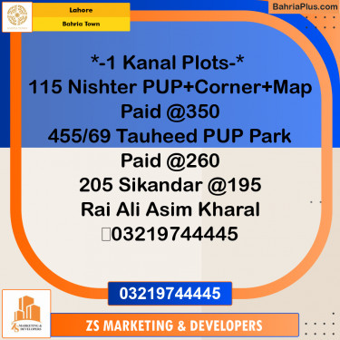 Residential Plot for Sale in Bahria Town, Lahore - (BP-304518)