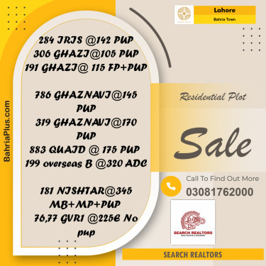10 Marla Residential Plot for Sale in Bahria Town, Lahore - (BP-304595)