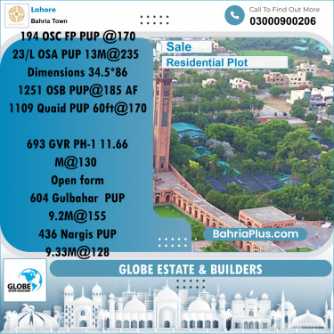 Residential Plot for Sale in Bahria Town, Lahore - (BP-304634)