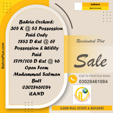Residential Plot for Sale in Bahria Orchard, Lahore - (BP-304696)