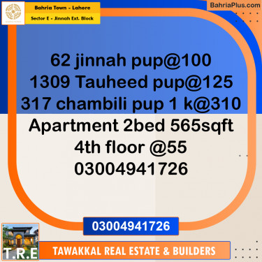 5 Marla Residential Plot for Sale in Sector E - Jinnah Ext. Block -  Bahria Town, Lahore - (BP-304791)