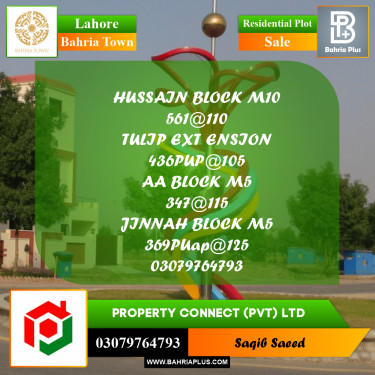 Residential Plot for Sale in Bahria Town, Lahore - (BP-304907)