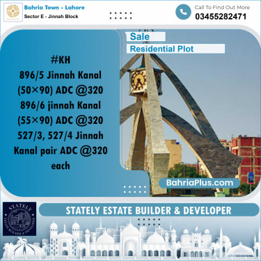 1 Kanal Residential Plot for Sale in Sector E - Jinnah Block -  Bahria Town, Lahore - (BP-305042)
