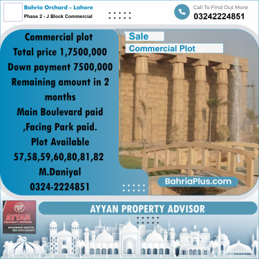 4 Marla Commercial Plot for Sale in Phase 2 - J Block Commercial -  Bahria Orchard, Lahore - (BP-305044)