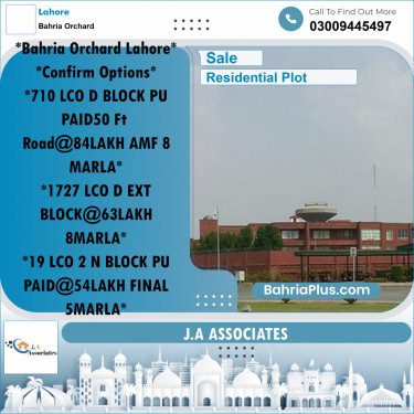 Residential Plot for Sale in Bahria Orchard, Lahore - (BP-305082)