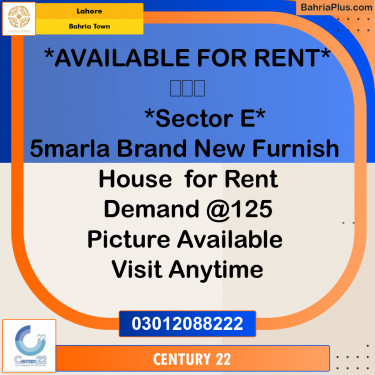 5 Marla Residential House for Rent in Bahria Town, Lahore - (BP-305124)