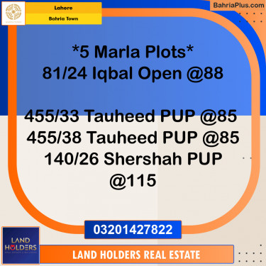 Residential Plot for Sale in Bahria Town, Lahore - (BP-305153)