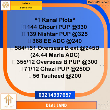 Residential Plot for Sale in Bahria Town, Lahore - (BP-305243)
