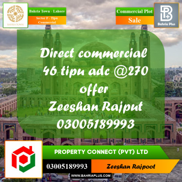Commercial Plot for Sale in Sector F - Tipu Commercial -  Bahria Town, Lahore - (BP-305260)