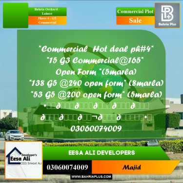 Commercial Plot for Sale in Phase 4 - G5 Commercial -  Bahria Orchard, Lahore - (BP-305337)