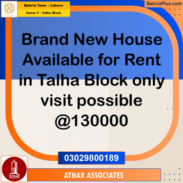 10 Marla Residential House for Rent in Sector F - Talha Block -  Bahria Town, Lahore - (BP-305360)
