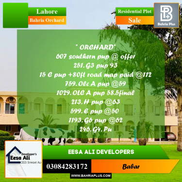 Residential Plot for Sale in Bahria Orchard, Lahore - (BP-305389)