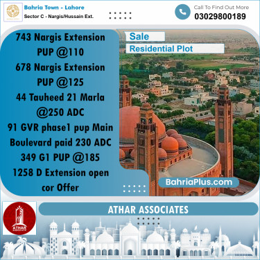 10 Marla Residential Plot for Sale in Sector C - Nargis/Hussain Ext. -  Bahria Town, Lahore - (BP-305402)