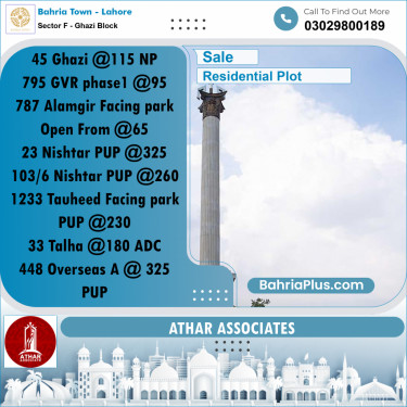 10 Marla Residential Plot for Sale in Sector F - Ghazi Block -  Bahria Town, Lahore - (BP-305403)